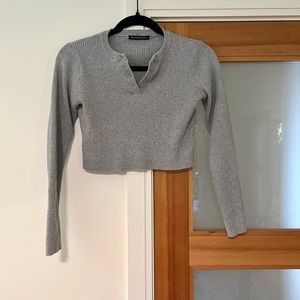 Brandy delilah sweater grey knit crop top